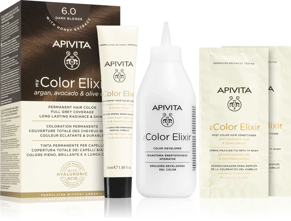 Apivita My Color Elixir - Краска для волос без аммиака, 1 шт, оттенок 6.0 Dark Blonde