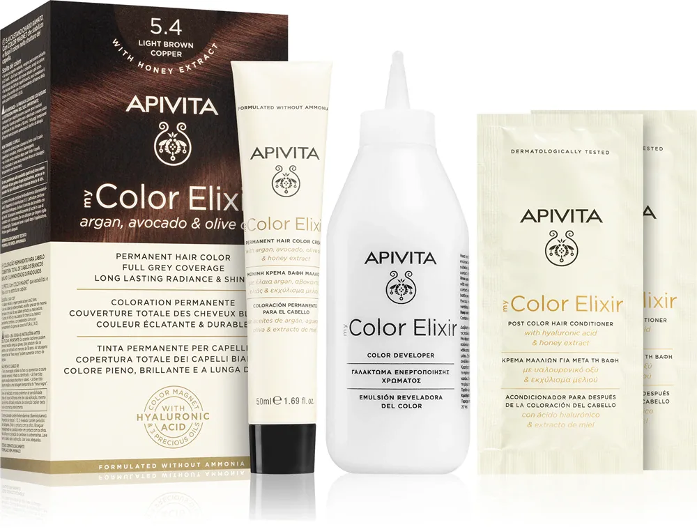 Apivita My Color Elixir - Краска для волос без аммиака, 1 шт, оттенок 5.4 Light Brown Copper