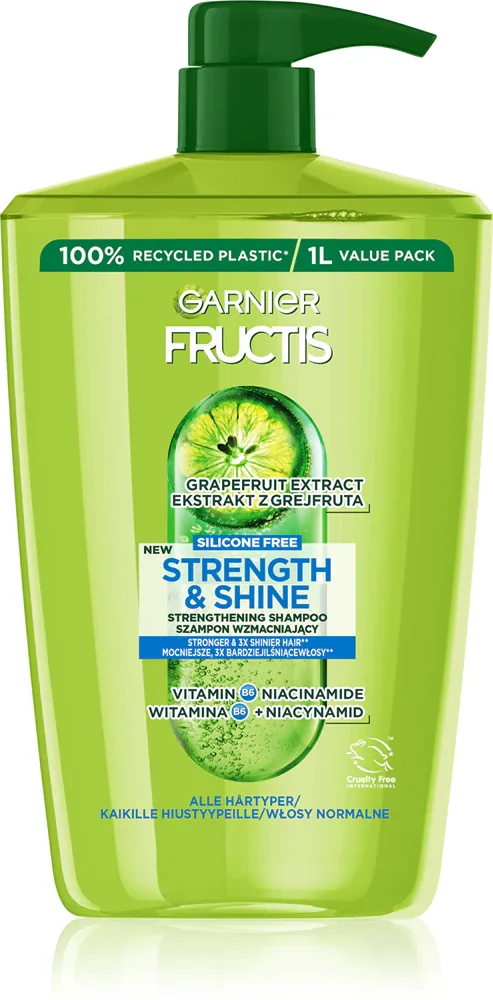 Garnier Fructis Strength & Shine - Укрепляющий шампунь для всех типов волос, 1000 мл