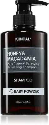 KUNDAL Honey & Macadamia Baby Powder - Натуральный шампунь для сухих и поврежденных волос, 500 мл