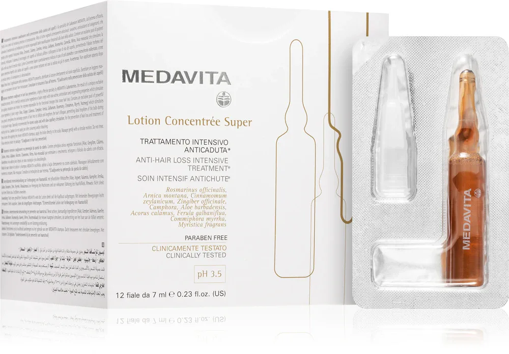 Лосьон-концентрат Medavita Lotion Concentree Super от выпадения волос, для кожи головы, 12×7 мл