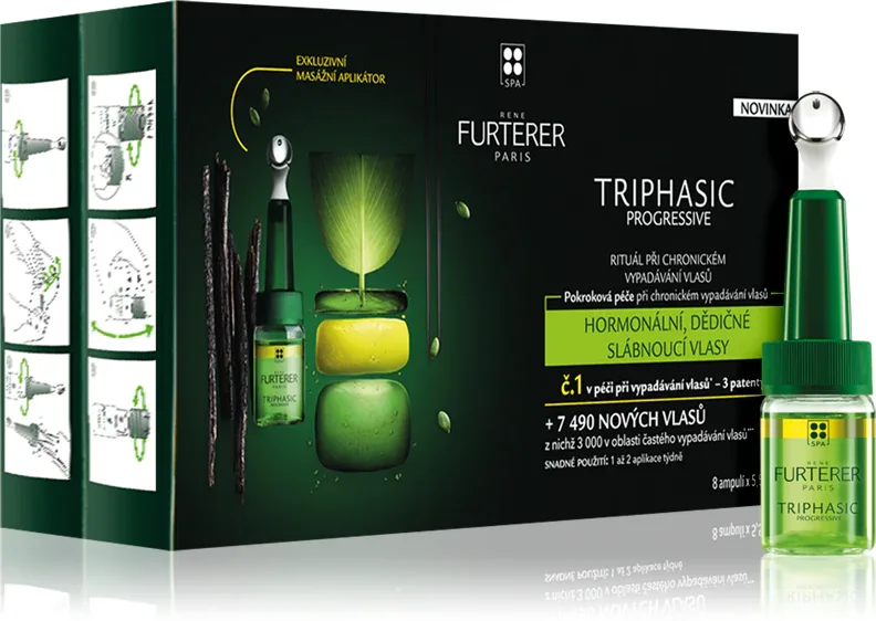 Концентрат против выпадения волос Rene Furterer Triphasic Progressive с кофеином, 8× 5,5 мл