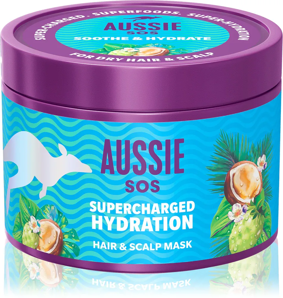 Aussie SOS Supercharged Hydration - Маска для волос, увлажняющая и успокаивающая кожу головы, 500 мл