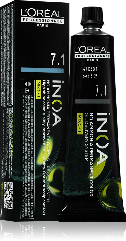 L’Oreal Professionnel Inoa - Постоянная краска для волос без аммиака, 60 мл, оттенок 7.1