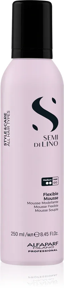 Alfaparf Milano Semi di Lino Style&Care Flexible Mousse - Пена для волос для естественной фиксации и блеска волос с фильтром UV, 250 мл