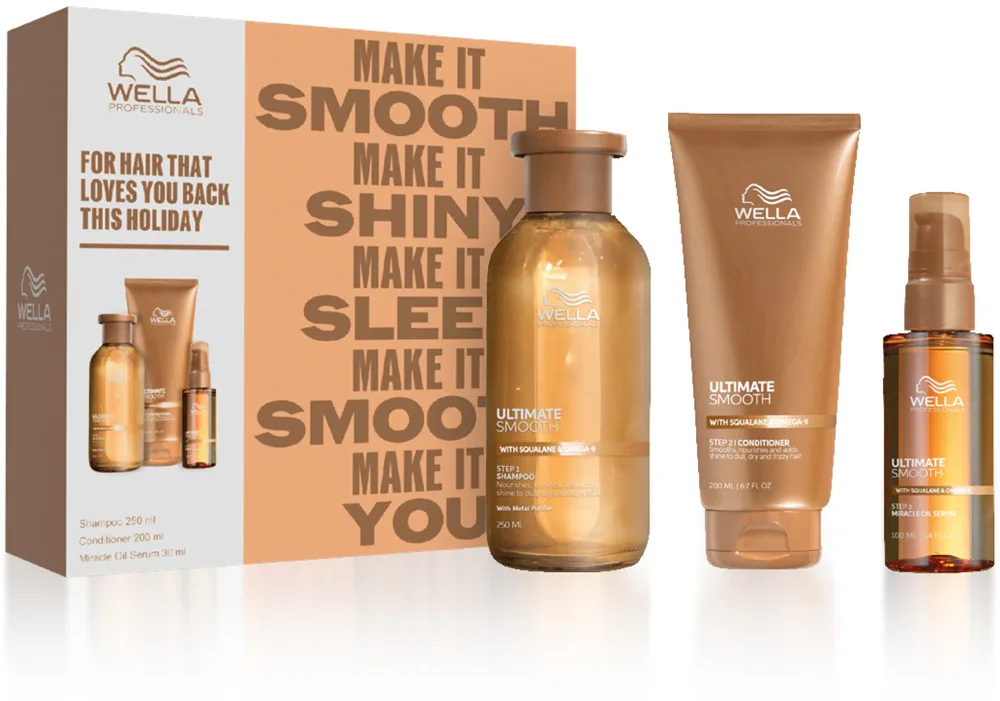 Wella Professionals Ultimate Smooth - Подарочный набор для придания блеска и мягкости волос, 3 шт