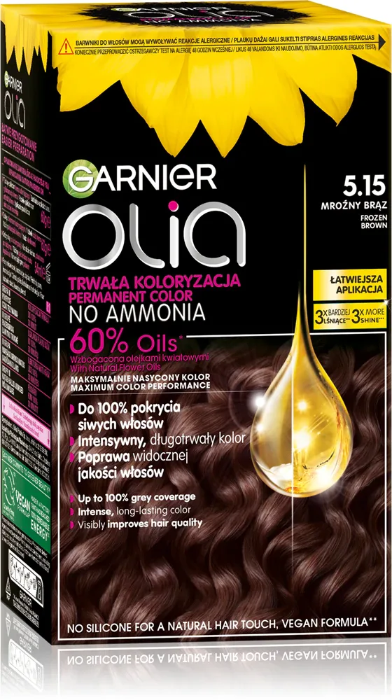 Краска для волос Garnier Olia стойкая, закрашивает седину, 1 шт, оттенок 5.15 Frozen Brown