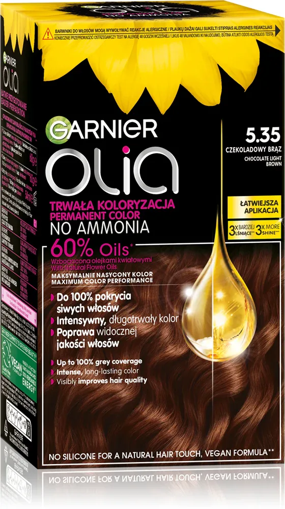 Краска для волос Garnier Olia стойкая, закрашивает седину, 1 шт, оттенок 5.35 Chocolate Light Brown