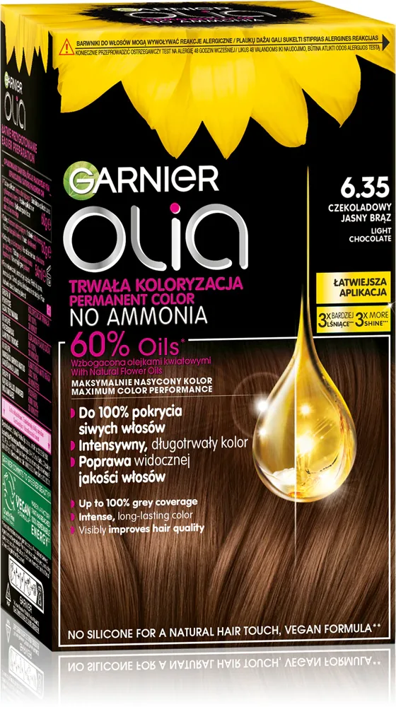 Краска для волос Garnier Olia стойкая, закрашивает седину, 1 шт, оттенок 6.35 Light Chocolate