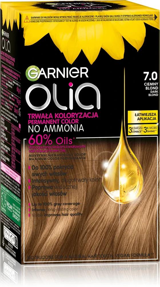 Краска для волос Garnier Olia стойкая, закрашивает седину, 1 шт, оттенок 7.0 Dark Blond