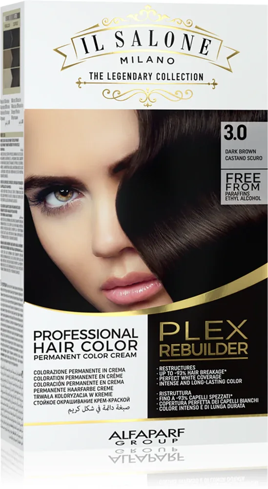 Alfaparf Milano Il Salone Milano Plex Rebuilder - стойкая краска для волос, 1 шт, оттенок 3.0 - Dark Brown