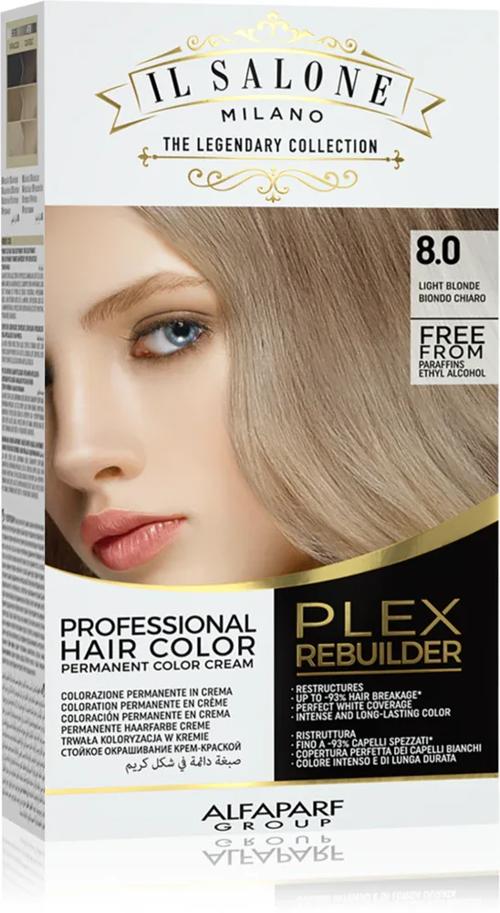 Alfaparf Milano Il Salone Milano Plex Rebuilder - стойкая краска для волос, 1 шт, оттенок 8.0 - Light Blonde