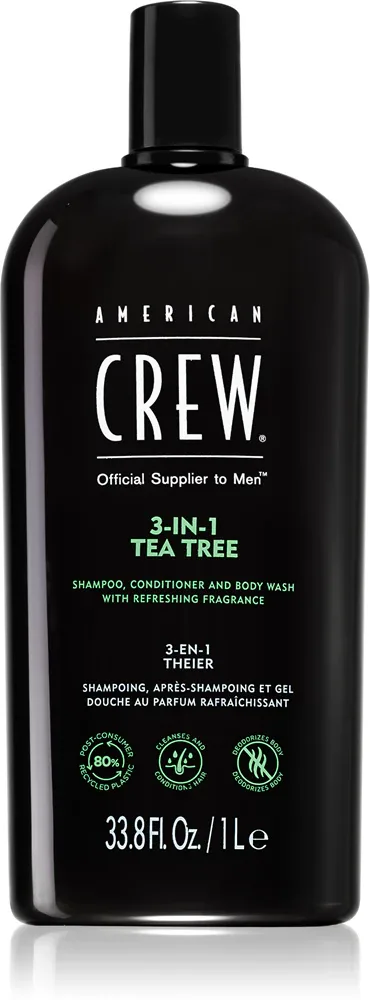 American Crew Hair & Body 3-IN-1 Tea Tree - шампунь, кондиционер для волос и гель для душа 3 в 1 для мужчин
