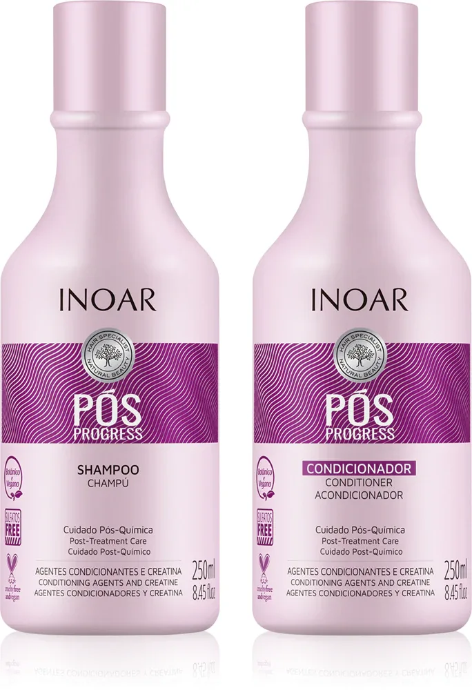 INOAR Pos Progress - Набор для волос po prostowaniu keratynowym i nanoplastii, 2 мл