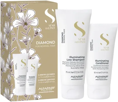Alfaparf Milano Semi di Lino Diamond Minisize Kit - Набор для волос для сияющего блеска, 2 шт
