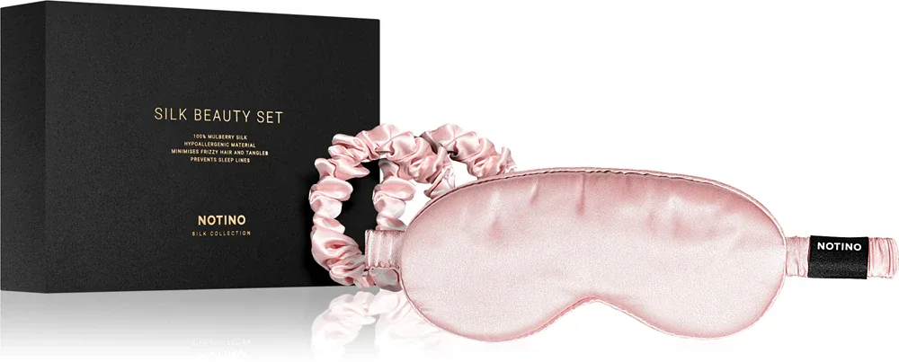 Notino Silk Collection Sleeping mask & Scrunchies Set - Подарочный набор оттенка Cream, оттенок Pink