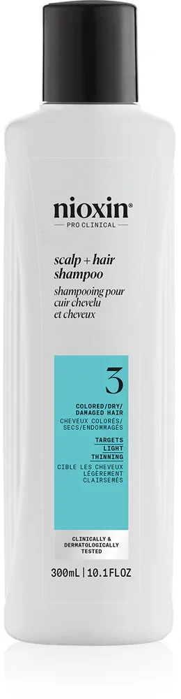 Nioxin System 3 Scalp + Hair Shampoo - Очищающий шампунь для разреженных, окрашенных волос, 300 мл