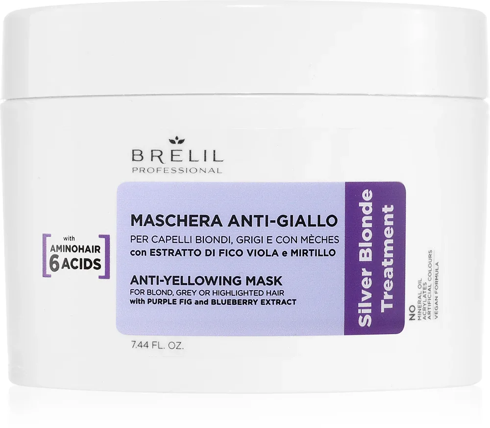 Brelil Professional Anti-yellowing Mask - Маска против желтых оттенков для блонд и седых волос, 220 мл