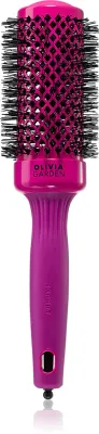 Круглая щётка-браш Olivia Garden Expert Shine Hot Pink, для сушки феном, нескользящая рукоятка, 1 шт