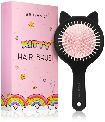 Щётка для волос детская BrushArt KIDS Kitty hair brush с закруглённой щетиной, для сухих и мокрых волос Kitty