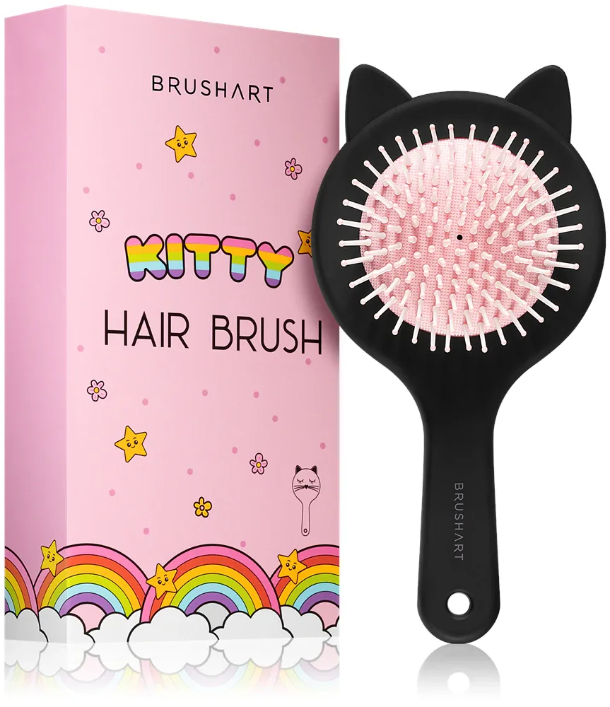 Щётка для волос детская BrushArt KIDS Kitty hair brush с закруглённой щетиной, для сухих и мокрых волос Kitty