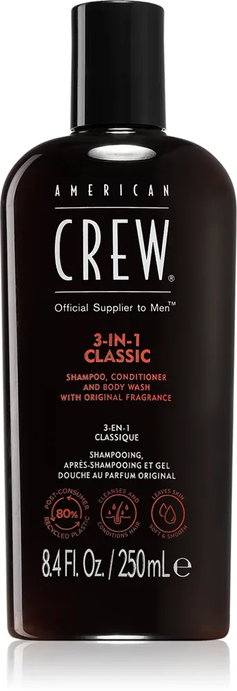 American Crew Hair & Body 3-IN-1 - шампунь, кондиционер для волос и гель для душа 3 в 1 для мужчин