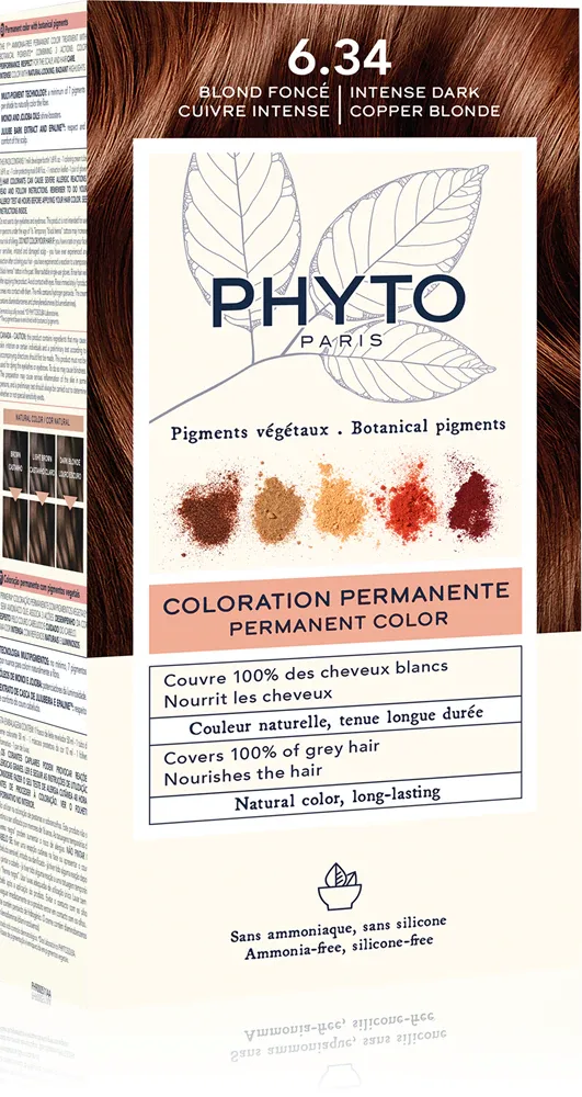 Phyto Color - Краска для волос без аммиака, 1 шт, оттенок 6.34 Intense Dark Copper Blonde