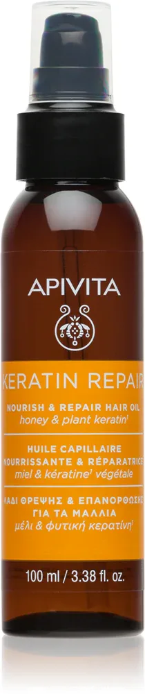 Apivita Keratin Repair Nourish Repair Hair Oil - Масло для волос для сухих и поврежденных волос, 100 мл