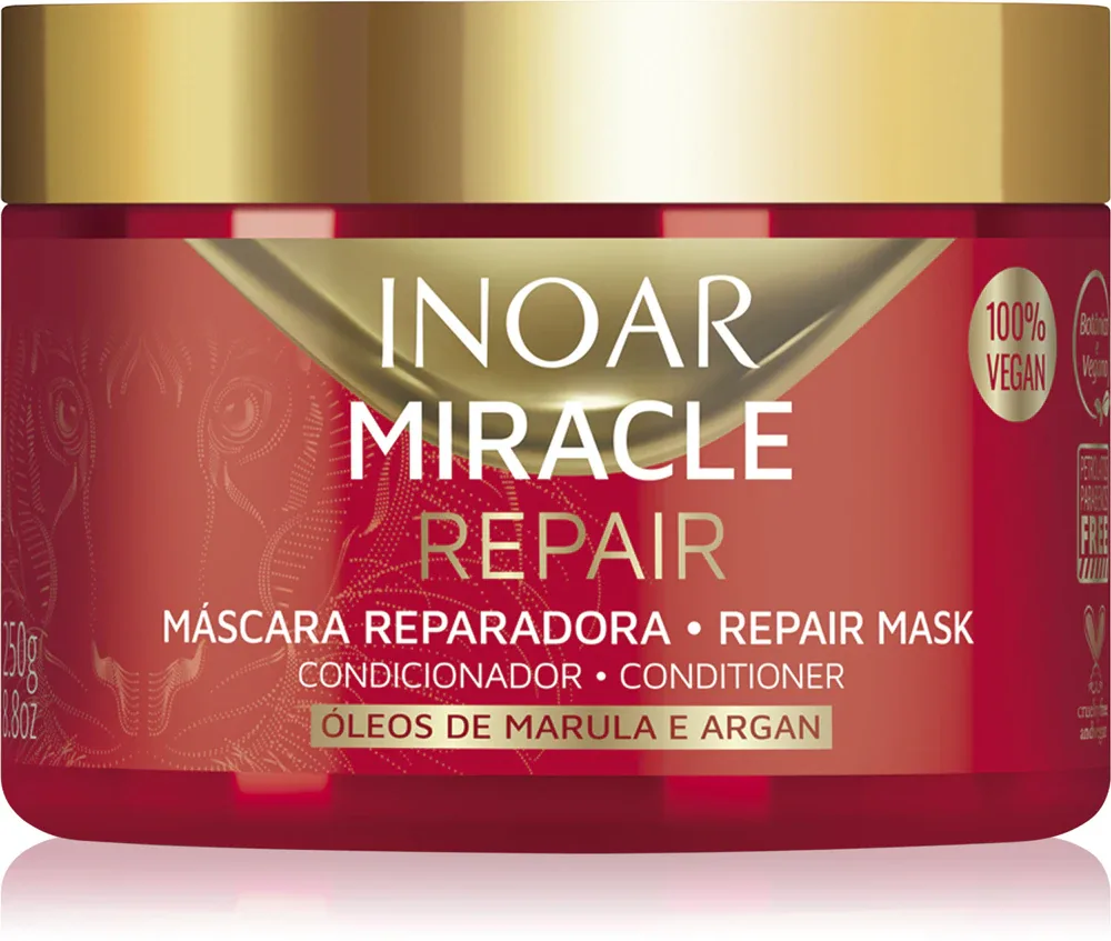 INOAR Miracle Repair - Маска для волос восстанавливающая для сухих и поврежденных волос, 250 г