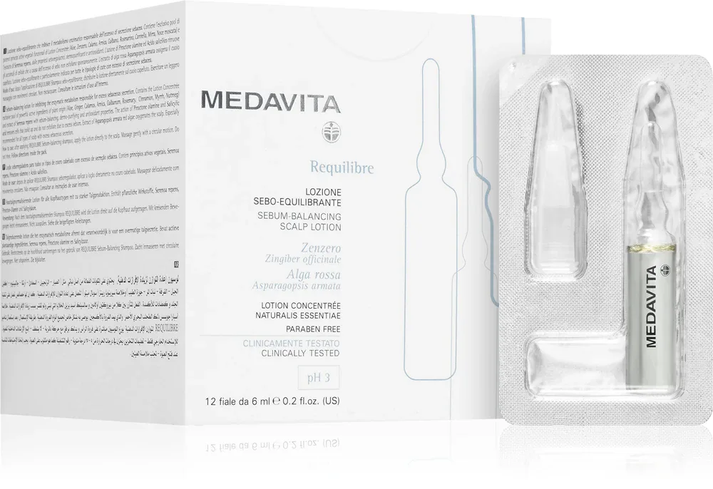Medavita Requilibre Sebum-Balancing Scalp Lotion - Сыворотка для волос для жирной кожи головы, 12 мл