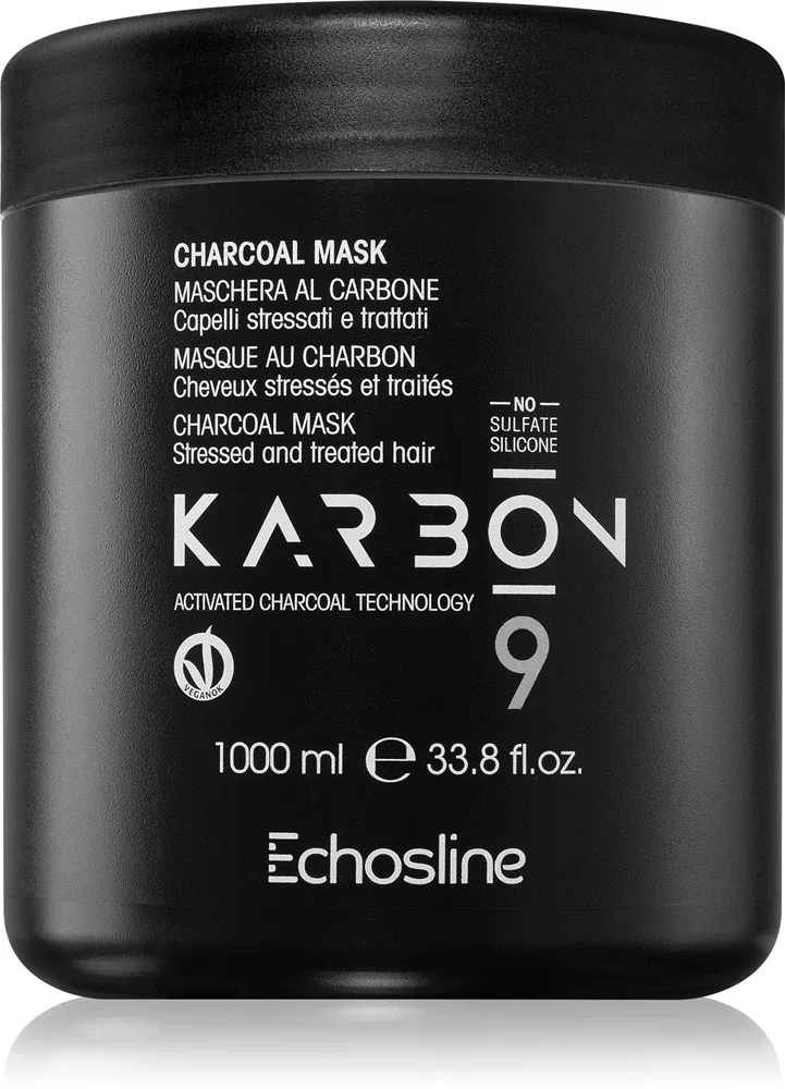 Echosline CHARCOAL Mask - Маска для волос с активным углем, 1000 мл