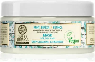 Natura Siberica Mint, Bereza & Retinol - Маска для очищения жирных волос, 300 мл