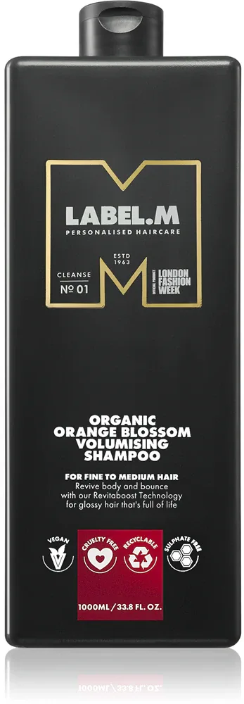 label.m Organic Orange Blossom Volumising Shampoo - Натуральный шампунь для придания объема волос, 1000 мл