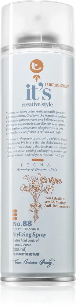 Tecna It's Creative Style Stylizing Spray - Лак для волос сильной фиксации, 200 мл