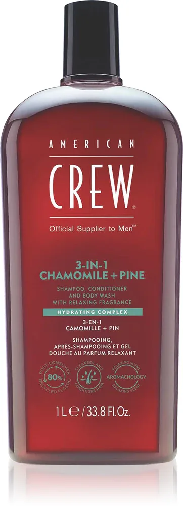 American Crew 3 in 1 Chamimile + Pine - шампунь 3 в 1, кондиционер и гель для душа для мужчин