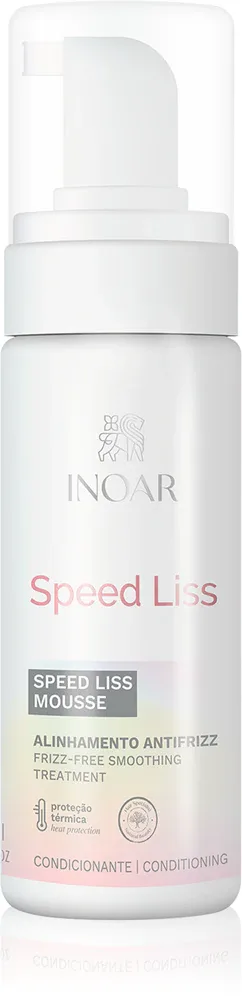 INOAR Speed Liss - Пена для волос для смягчения и питания непослушных волос, 150 мл