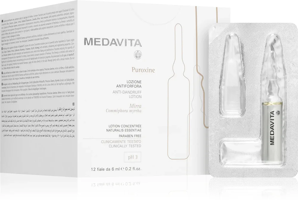 Medavita Puroxine Anti-Dandruff Lotion - Сыворотка для кожи головы против перхоти, 12 мл