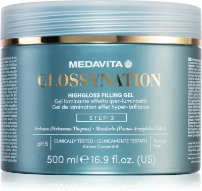 Medavita Glossynation Highgloss Filling Gel - Гель для волос laminovací gel se zrcadlovým efektem, 500 мл