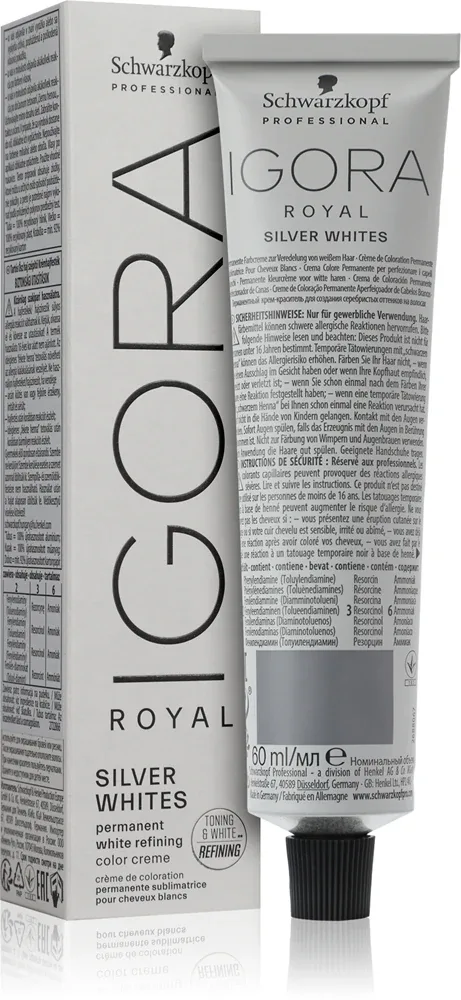 Schwarzkopf Professional IGORA Royal Absolutes SilverWhite - Тонирующая полуперманентная краска для серебристых и белых волос, 60 мл, оттенок Slate Grey