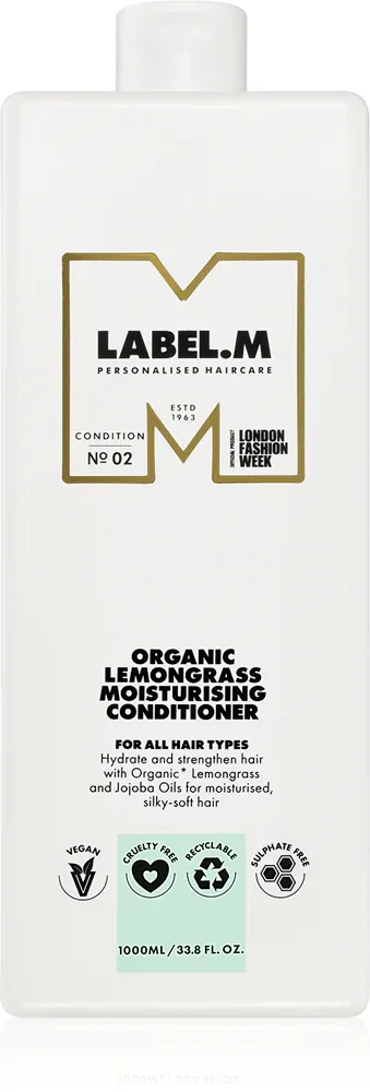 label.m Organic Lemongrass Moisturising Conditioner - Кондиционер для волос с глубоким увлажнением с лимоном и лимонной травой, 1000 мл