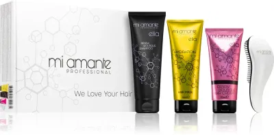 Mi Amante Professional Glamour Keratin Set - Подарочный набор для придания блеска и мягкости волос, 4 шт