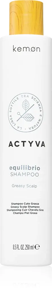 Kemon Actyva Equilibrio - Глубоко очищающий шампунь для жирной кожи головы, 250 мл