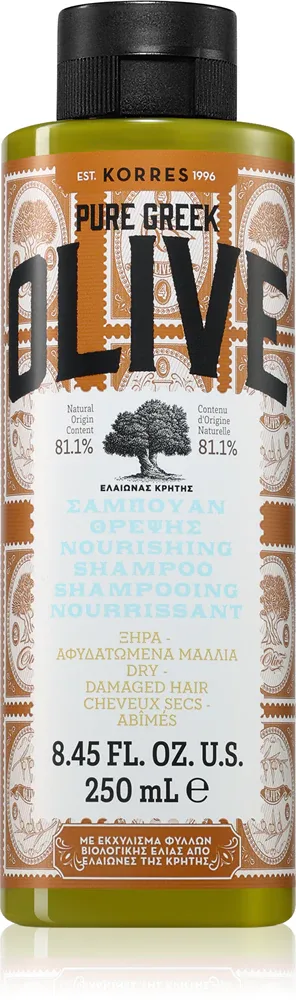 Korres Pure Greek Olive - Шампунь для сухих и поврежденных волос, 250 мл