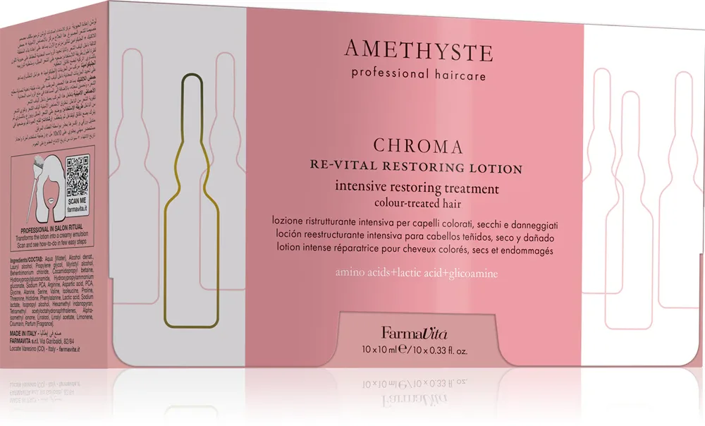 FarmaVita Amethyste Chroma - Уход с восстановлением шелка для окрашенных волос, 10 мл