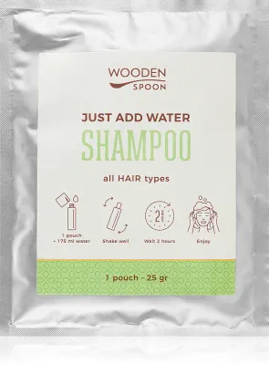 WoodenSpoon Just add water! - Натуральный шампунь для придания блеска и мягкости волосам, 25 г