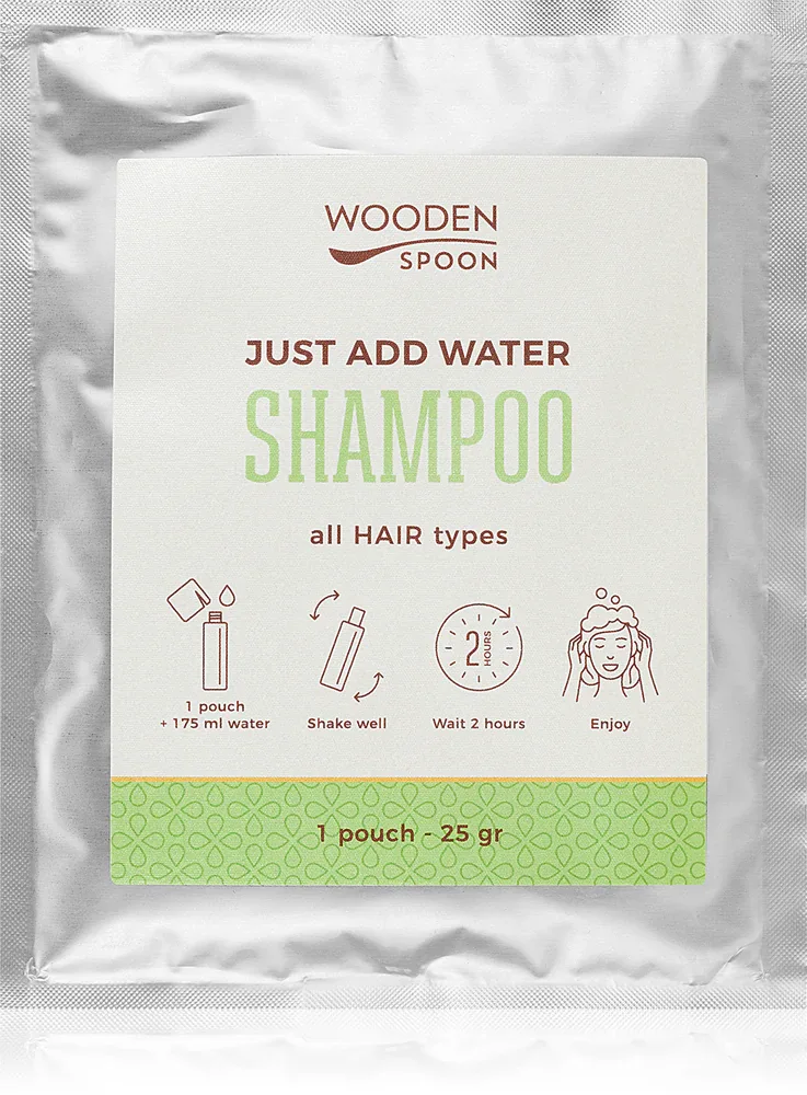 WoodenSpoon Just add water! - Натуральный шампунь для придания блеска и мягкости волосам, 25 г