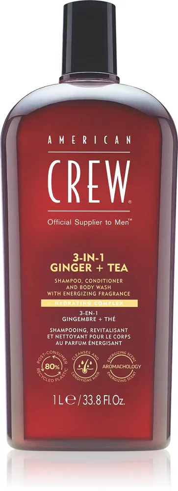 American Crew 3 in 1 Ginger + Tea - шампунь 3 в 1, кондиционер и гель для душа для мужчин