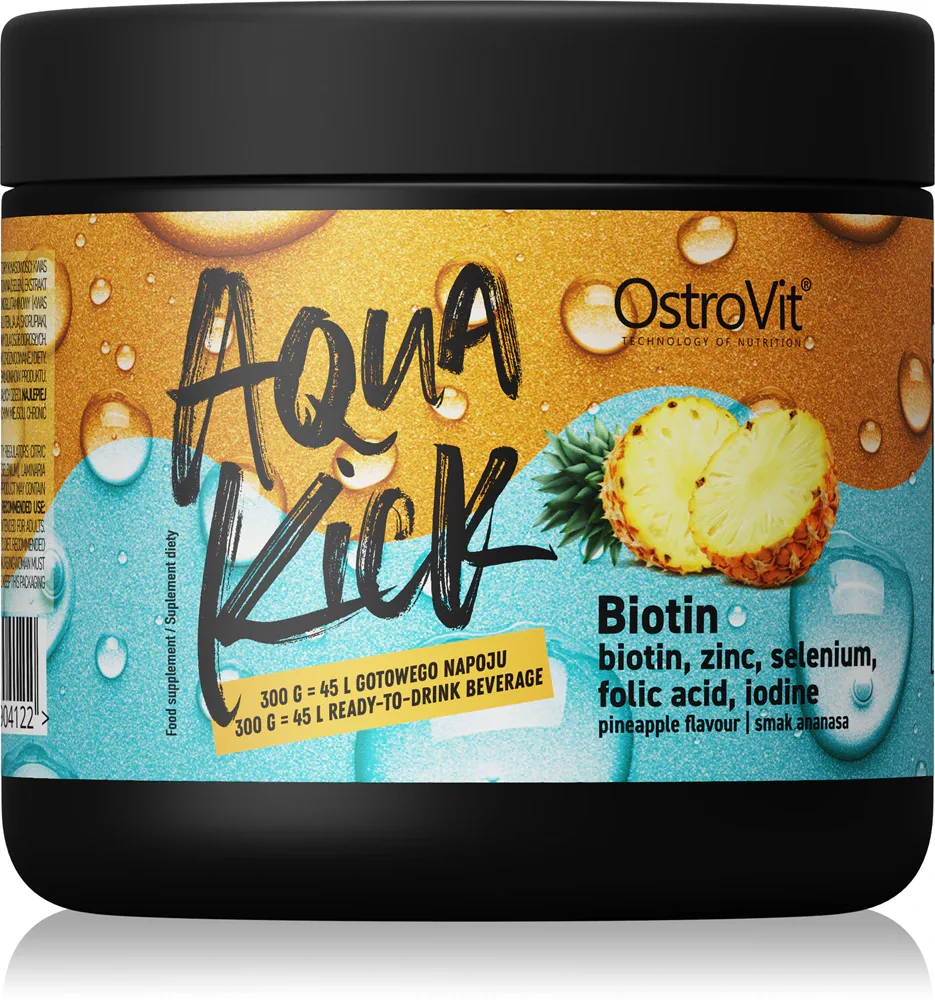 БАД OstroVit Aqua Kick Biotin с биотином и цинком, вкус ананаса, 300 г вкус Pineapple