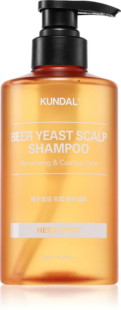 KUNDAL Beer Yeast Hair Loss Relief Shampoo - Шампунь, стимулирующий и освежающий против выпадения волос с ароматом Herb Mint, 500 мл