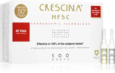 Средство для волос Crescina Transdermic 500 Re-Growth and Anti-Hair Loss в ампулах, для женщин, 20 ампул по 3